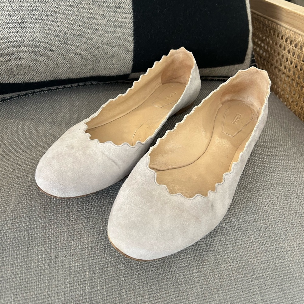 CHLOE Lauren suede grey ballet flats